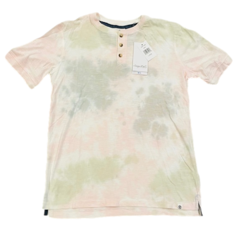 Sovereign Code Boy’s Pastel Tie Dye Short Sleeve Crewneck Henley Shirt 14-16 New